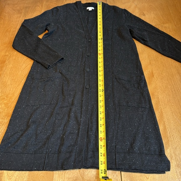 J Jill long black v-neck cardigan. XS. Cotton/linen blend button up w/pockets. - Picture 9 of 11